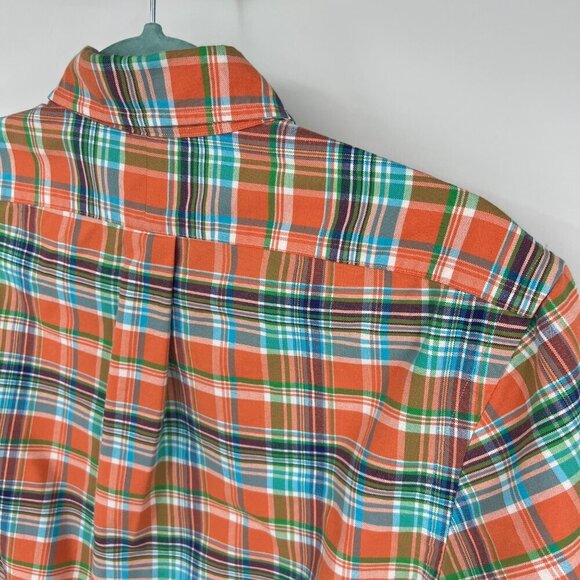 Polo Ralph Lauren Shirt Blue orange plaid Check colored embroidered Pony Mens si - Picture 8 of 11